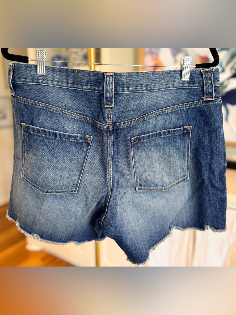 J. Crew Women's Medium Blue Distressed Denim Shorts - Picture 6 of 10